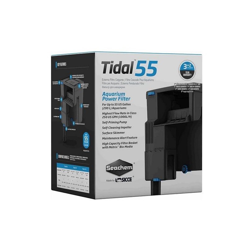 Seachem Tidal 55 - Filtro Esterno a Zainetto per Acquari fino a 200 litri