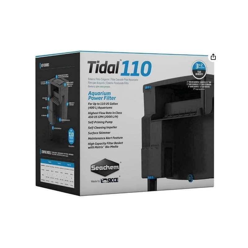 Seachem Tidal 110 - Filtro Esterno a Zainetto per Acquari fino a 400 litri