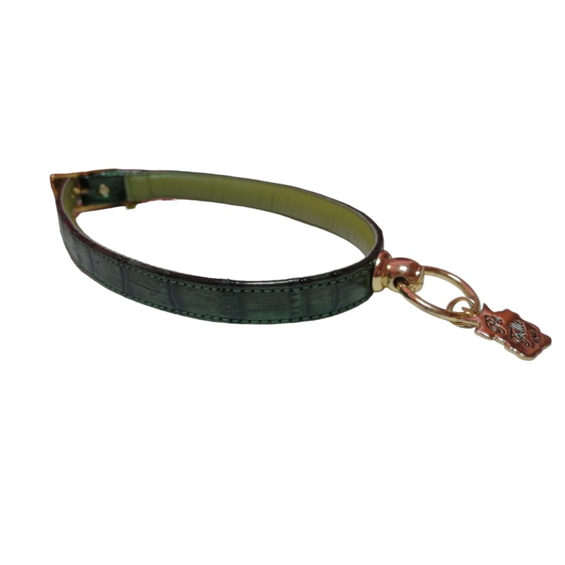 Collare in ecopelle cocco verde