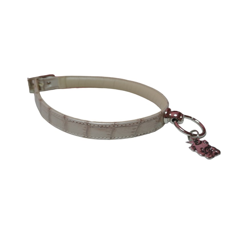 Collare in ecopelle cocco tortora