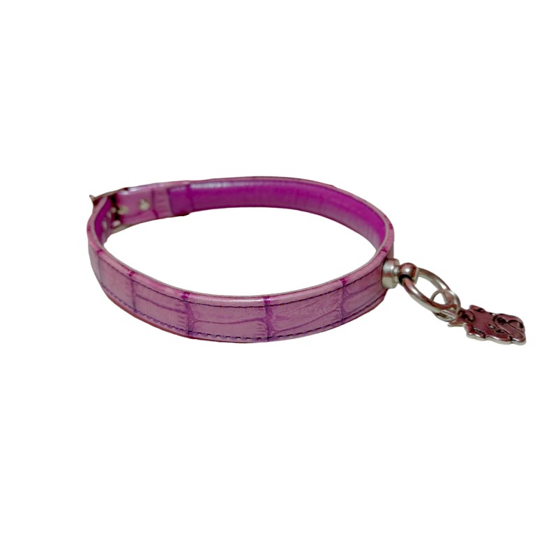 Collare in ecopelle cocco fucsia