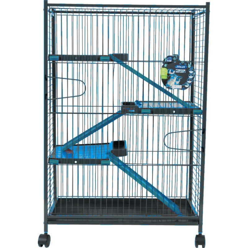 Gabbia per cincillà e furetti Indoor Maxi Loft 1 - azzurra